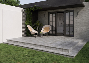 Фронтальная клинкерная ступень с капиносом Paradyz Mattone Sabbia Grafit, 330*300*11 мм
