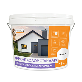 Краска фасадная акриловая Фронтколор Стандарт база A, 15 кг PERFEKTA