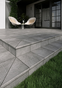 Фронтальная клинкерная ступень простая Paradyz Mattone Sabbia Grafit, 300*300*11 мм Hit Ceramics